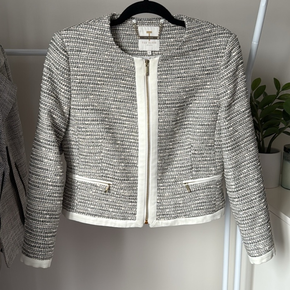 Ted Baker Black and White Textured Blazer